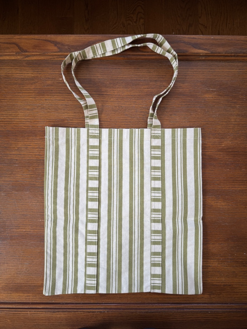 new Sézane Octobre Éditions striped olive green cotton tote bag limited edition